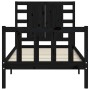 Bed frame with black solid wood headboard 100x200 cm by vidaXL, Beds and slatted bases - Ref: Foro24-3192810, Price: 149,10 €...