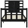 Estructura de cama con cabecero madera maciza negro 100x200 cm de vidaXL, Camas y somieres - Ref: Foro24-3192810, Precio: 147...