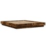 Estructura cama con luces LED madera roble ahumado 150x200 cm