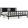 Bed frame with black solid wood headboard 200x200 cm by vidaXL, Beds and slatted bases - Ref: Foro24-3192840, Price: 219,94 €...