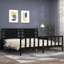 Bed frame with black solid wood headboard 200x200 cm by vidaXL, Beds and slatted bases - Ref: Foro24-3192840, Price: 219,94 €...