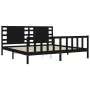 Bed frame with black solid wood headboard 200x200 cm by vidaXL, Beds and slatted bases - Ref: Foro24-3192840, Price: 219,94 €...