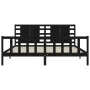 Bed frame with black solid wood headboard 200x200 cm by vidaXL, Beds and slatted bases - Ref: Foro24-3192840, Price: 219,94 €...