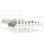 White solid wood bed frame with headboard 140x200 cm by vidaXL, Beds and slatted bases - Ref: Foro24-3193012, Price: 133,62 €...