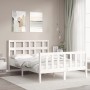 Weißer Massivholzbettrahmen mit Kopfteil 140x200 cm von vidaXL, Betten und Lattenroste - Ref: Foro24-3193012, Preis: 133,62 €...