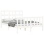 White solid wood bed frame with headboard 140x200 cm by vidaXL, Beds and slatted bases - Ref: Foro24-3193012, Price: 133,62 €...