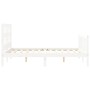 White solid wood bed frame with headboard 140x200 cm by vidaXL, Beds and slatted bases - Ref: Foro24-3193012, Price: 133,62 €...