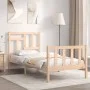 Bed frame with solid wood headboard by vidaXL, Beds and slatted bases - Ref: Foro24-3193106, Price: 89,37 €, Discount: %