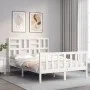 White solid wood bed frame with headboard 120x200 cm by vidaXL, Beds and slatted bases - Ref: Foro24-3193072, Price: 126,45 €...