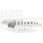 White solid wood bed frame with headboard 120x200 cm by vidaXL, Beds and slatted bases - Ref: Foro24-3193072, Price: 129,81 €...