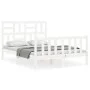 White solid wood bed frame with headboard 120x200 cm by vidaXL, Beds and slatted bases - Ref: Foro24-3193072, Price: 126,45 €...