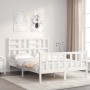 Weißer Massivholzbettrahmen mit Kopfteil 120x200 cm von vidaXL, Betten und Lattenroste - Ref: Foro24-3193072, Preis: 129,81 €...
