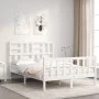 White solid wood bed frame with headboard 120x200 cm by vidaXL, Beds and slatted bases - Ref: Foro24-3193072, Price: 126,45 €...