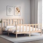 Bed frame with solid wood headboard 160x200 cm by vidaXL, Beds and slatted bases - Ref: Foro24-3193151, Price: 135,30 €, Disc...