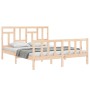 Bed frame with solid wood headboard 160x200 cm by vidaXL, Beds and slatted bases - Ref: Foro24-3193151, Price: 135,30 €, Disc...