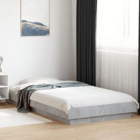 Estructura de cama con luces LED madera gris hormigón 90x200 cm en Camas y somieres | Comprar online en Foro24