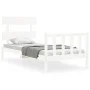 Weißer Massivholzbettrahmen mit Kopfteil 90x200 cm von vidaXL, Betten und Lattenroste - Ref: Foro24-3193257, Preis: 90,87 €, ...