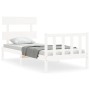 Weißer Massivholzbettrahmen mit Kopfteil 90x200 cm von vidaXL, Betten und Lattenroste - Ref: Foro24-3193257, Preis: 92,01 €, ...