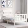 Weißer Massivholzbettrahmen mit Kopfteil 90x200 cm von vidaXL, Betten und Lattenroste - Ref: Foro24-3193257, Preis: 92,01 €, ...