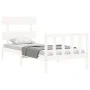 Weißer Massivholzbettrahmen mit Kopfteil 90x200 cm von vidaXL, Betten und Lattenroste - Ref: Foro24-3193257, Preis: 90,87 €, ...