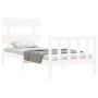 Weißer Massivholzbettrahmen mit Kopfteil 90x200 cm von vidaXL, Betten und Lattenroste - Ref: Foro24-3193257, Preis: 92,01 €, ...