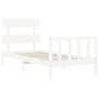 Weißer Massivholzbettrahmen mit Kopfteil 90x200 cm von vidaXL, Betten und Lattenroste - Ref: Foro24-3193257, Preis: 90,87 €, ...