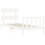 Weißer Massivholzbettrahmen mit Kopfteil 90x200 cm von vidaXL, Betten und Lattenroste - Ref: Foro24-3193257, Preis: 92,01 €, ...