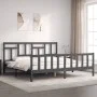Gray solid wood bed frame with headboard 200x200 cm by vidaXL, Beds and slatted bases - Ref: Foro24-3193163, Price: 166,41 €,...