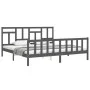 Gray solid wood bed frame with headboard 200x200 cm by vidaXL, Beds and slatted bases - Ref: Foro24-3193163, Price: 166,41 €,...