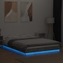 Estructura cama con luces LED madera gris hormigón 140x190 cm
