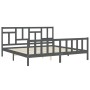 Gray solid wood bed frame with headboard 200x200 cm by vidaXL, Beds and slatted bases - Ref: Foro24-3193163, Price: 168,52 €,...