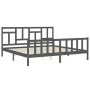 Gray solid wood bed frame with headboard 200x200 cm by vidaXL, Beds and slatted bases - Ref: Foro24-3193163, Price: 166,41 €,...