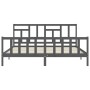 Gray solid wood bed frame with headboard 200x200 cm by vidaXL, Beds and slatted bases - Ref: Foro24-3193163, Price: 168,52 €,...