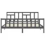 Gray solid wood bed frame with headboard 200x200 cm by vidaXL, Beds and slatted bases - Ref: Foro24-3193163, Price: 166,41 €,...