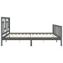 Gray solid wood bed frame with headboard 200x200 cm by vidaXL, Beds and slatted bases - Ref: Foro24-3193163, Price: 168,52 €,...