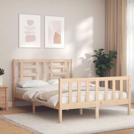 Bettgestell mit Massivholzkopfteil 140x190 cm von vidaXL, Betten und Lattenroste - Ref: Foro24-3192861, Preis: 125,86 €, Raba...