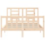 Bed frame with solid wood headboard 140x190 cm by vidaXL, Beds and slatted bases - Ref: Foro24-3192861, Price: 127,51 €, Disc...