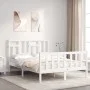 Weißer Massivholzbettrahmen mit Kopfteil 140x200 cm von vidaXL, Betten und Lattenroste - Ref: Foro24-3193142, Preis: 138,16 €...