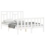 White solid wood bed frame with headboard 140x200 cm by vidaXL, Beds and slatted bases - Ref: Foro24-3193142, Price: 139,91 €...