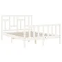Weißer Massivholzbettrahmen mit Kopfteil 140x200 cm von vidaXL, Betten und Lattenroste - Ref: Foro24-3193142, Preis: 138,16 €...