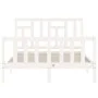 Weißer Massivholzbettrahmen mit Kopfteil 140x200 cm von vidaXL, Betten und Lattenroste - Ref: Foro24-3193142, Preis: 138,16 €...