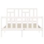 Weißer Massivholzbettrahmen mit Kopfteil 140x200 cm von vidaXL, Betten und Lattenroste - Ref: Foro24-3193142, Preis: 139,91 €...