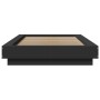 Estructura cama con luces LED madera ingeniería negro 90x190 cm