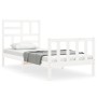 Weißer Massivholzbettrahmen mit Kopfteil 90x200 cm von vidaXL, Betten und Lattenroste - Ref: Foro24-3193062, Preis: 95,93 €, ...
