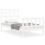 White solid wood bed frame with headboard 90x200 cm by vidaXL, Beds and slatted bases - Ref: Foro24-3193062, Price: 94,72 €, ...