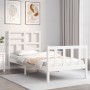Weißer Massivholzbettrahmen mit Kopfteil 90x200 cm von vidaXL, Betten und Lattenroste - Ref: Foro24-3193062, Preis: 95,93 €, ...