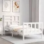 White solid wood bed frame with headboard 90x200 cm by vidaXL, Beds and slatted bases - Ref: Foro24-3193062, Price: 94,72 €, ...