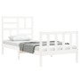 Weißer Massivholzbettrahmen mit Kopfteil 90x200 cm von vidaXL, Betten und Lattenroste - Ref: Foro24-3193062, Preis: 95,93 €, ...