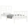 White solid wood bed frame with headboard 90x200 cm by vidaXL, Beds and slatted bases - Ref: Foro24-3193062, Price: 94,72 €, ...