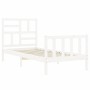 Weißer Massivholzbettrahmen mit Kopfteil 90x200 cm von vidaXL, Betten und Lattenroste - Ref: Foro24-3193062, Preis: 95,93 €, ...